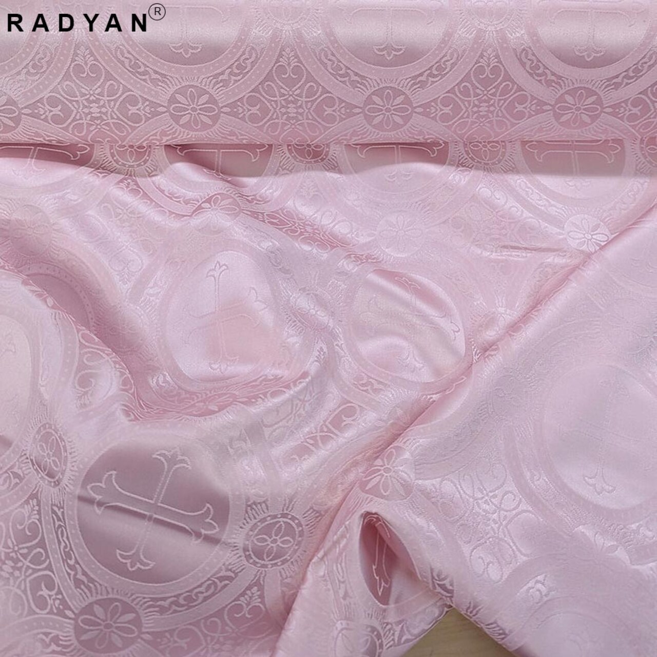 1 Yard Matte Church Cross Brocade Fabric for Apparel Projects 58 59 Inch Width